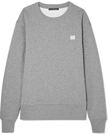 Fairview Face Appliquéd Cotton-jersey Sweatshirt - Light gray