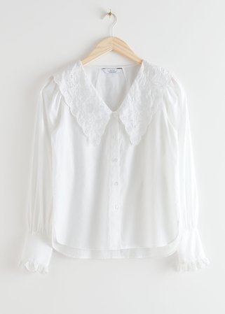 Embroidered Statement Collar Blouse - White - Blouses - & Other Stories