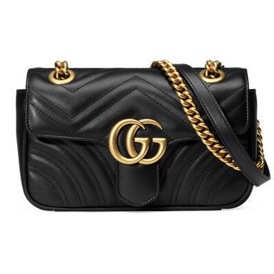 GG Marmont Mini Bag Matelassé in Black Leather | GUCCI® US