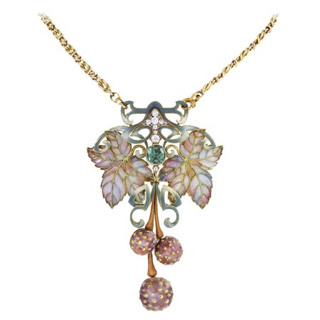 Philippe Wolfers Plique-à-Jour Enamel and Gem-Set Pendant Necklace For Sale at 1stDibs | philippe wolfers jewelry