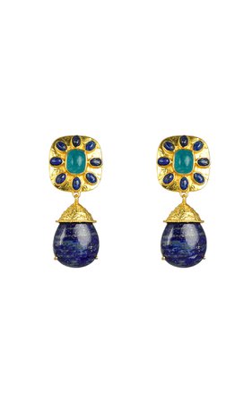 Misty Gold-Plated Jade And Lapis Earrings By Valére | Moda Operandi