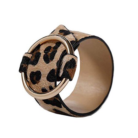 Amazon.com: Senteria Retro Faux Leather Leopard Print Adjustable Metal Ring Wild Design Women Bracelet Wide Wrap Bangle Wristband Fashion Jewelry for Women (Brown): Jewelry