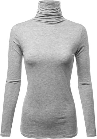 FASHIONOLIC Womens Premium Long Sleeve Turtleneck Lightweight Pullover Top Sweater (CLLT002) H.Grey