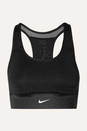 Black Swoosh Rebel Pocket Dri-FIT mesh-paneled stretch sports bra | Nike | NET-A-PORTER