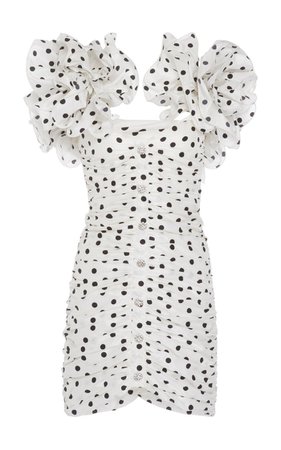 Polka-Dot Ruffled Ruched Silk Mini Dress By Alessandra Rich | Moda Operandi