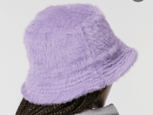 purple fur bucket hat