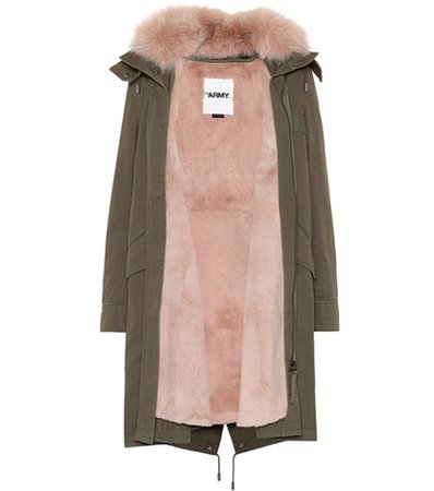 Fur-trimmed cotton coat