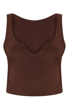 Chocolate Slinky V Neck Vest Top | Tops | PrettyLittleThing
