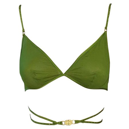 Tom Ford for Gucci F/W 2003 Bondage Studded Wrap Sheer Green Lingerie Bra For Sale at 1stDibs