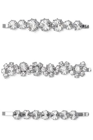 Alessandra Rich | Set of three silver-tone and crystal hair slides | NET-A-PORTER.COM