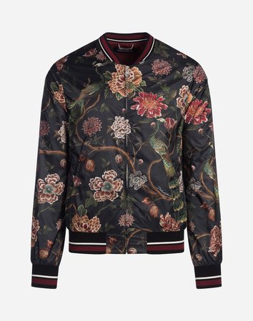 Vestes et Blousons en cuir Homme | Dolce&Gabbana - BOMBER EN NYLON IMPRIMÉ