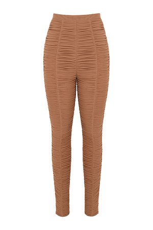 Clothing : Trousers : Mistress Rocks 'Love This' Toffee Gathered Mesh Leggings