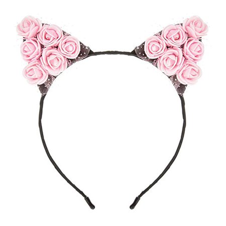 Amazon.com: Floral Fall Festival Sunflower Rainbow Rose Flower Cat Ear Headbands Girls Party DaisyHeadpieces HC-16 (Rose Pink): Clothing