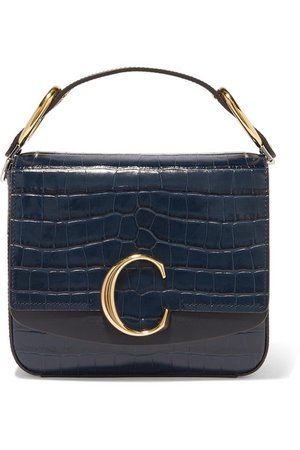 Chloé | Chloé C small leather-trimmed croc-effect shoulder bag | NET-A-PORTER.COM