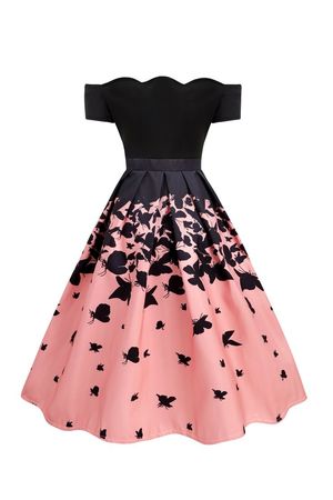 Black and Pink Butterfly Dress