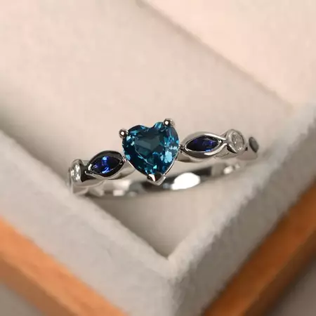 Promise Rings London Blue Topaz Rings Heart Cut Gemstone - Etsy