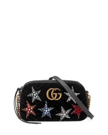 Gucci GG Marmont Crystal-Star Velvet Camera Bag | Neiman Marcus