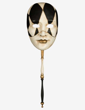 Checked Black and White Face With Stick venetian mask for sale