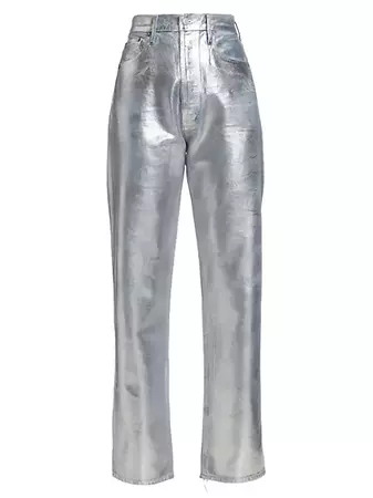 Shop Agolde 90s Pinch-Waist High-Rise Metallic Straight-Leg Jeans | Saks Fifth Avenue