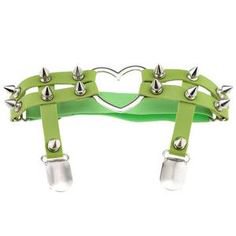 green spiked garter belt