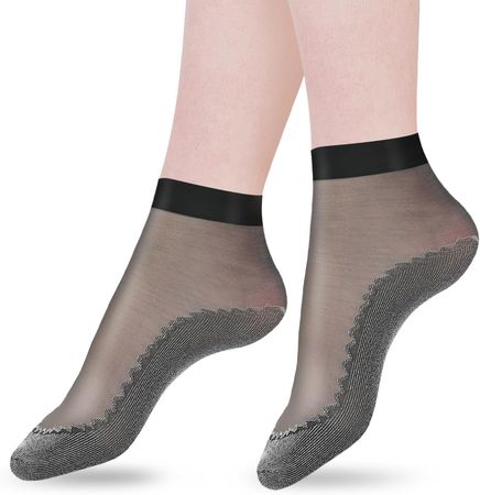 Amazon.com: KALIONE 10 Pairs Silky Nylon Ankle Socks, Women's Thin Socks, Breathable Short Ankle Stock, Elastic Silk Stockings, Anti-Slip Nylon Socks for Women and Girls, Black : Clothing, Shoes & Jewelry