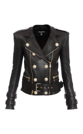 Structured Button-Front Leather Jacket by Balmain | Moda Operandi