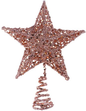 Amosfun Glittered Christmas Tree Topper Star Treetop for Christmas Tree Decoration or Home Decor (Rose Gold) 20cm: Amazon.co.uk: Kitchen & Home