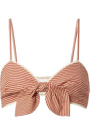 Miguelina | Tilly lace-trimmed striped woven bralette | NET-A-PORTER.COM