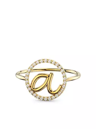 THE ALKEMISTRY 18kt Yellow Gold a Initial Diamond Circle Ring - Farfetch