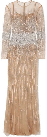 Zuhair Baby Jane Embellished Silk-blend Tulle Gown - Silver