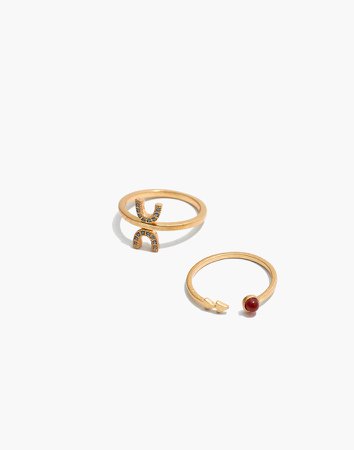 Tiny Jewels Red Agate Ring Set