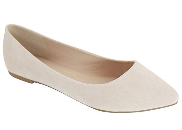 Amazon.com | Bella Marie Angie-53 Women's Classic Pointy Toe Ballet Slip On Flats Shoes (6.5 B(M) US, Nude Velvet) | Flats