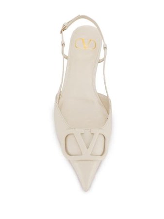 Shop white Valentino Garavani VLOGO slingback ballerina shoes with Express Delivery - Farfetch