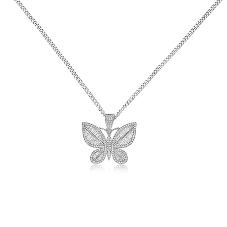 Icy Butterfly Pendant Necklace