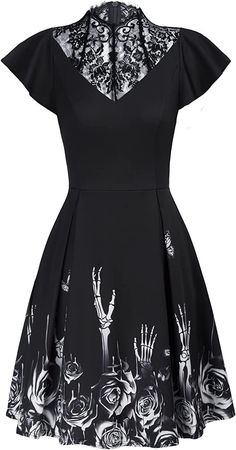 Amazon.com: Scarlet Darkness Witch Gothic Dress for Women Short Cap Sleeve Party Cocktail Dress Black XL : Clothing, Shoes & Jewelry