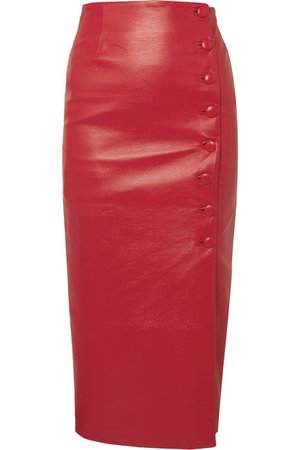 MATÉRIEL | Button-embellished faux leather midi skirt | NET-A-PORTER.COM