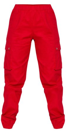 Red Pocket Detail Cargo Trousers - PLT - £22