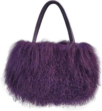 Amazon.com: Finiluo luxury real lamb fur/mongolian fur beach wool fur bag handbag, Black, 50cm*35cm(19.7"*13.8") : Clothing, Shoes & Jewelry