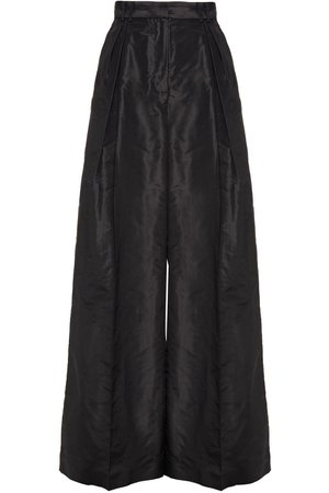 Carolina Herrera Pleated Silk-taffeta Wide-leg Pants Black