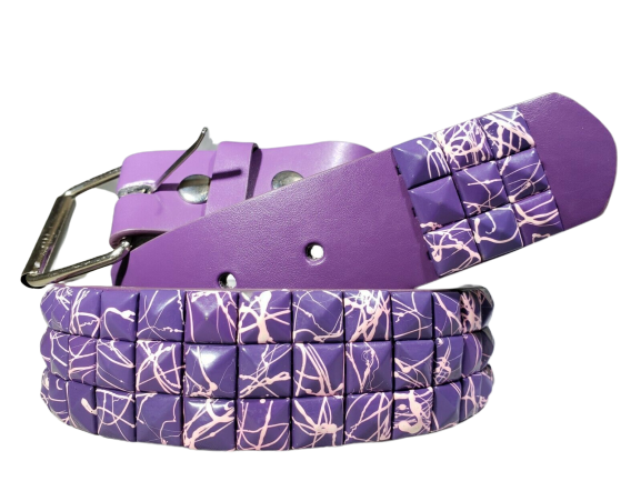 purple pyramid splatter studded belt