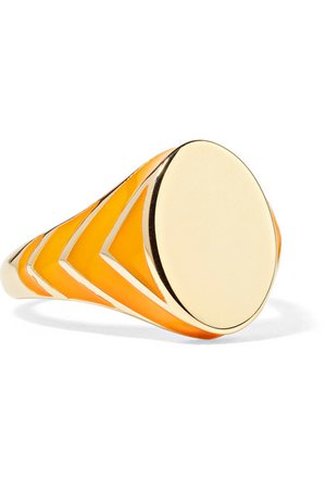 Alison Lou | Stripe 14-karat gold and enamel ring | NET-A-PORTER.COM