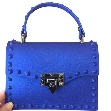 Amazon.com: Designer Rivet Top Handle Crossbody Bags Fashion Tote Clutch Purse Jelly Handbags for Women (Blue): Clothing