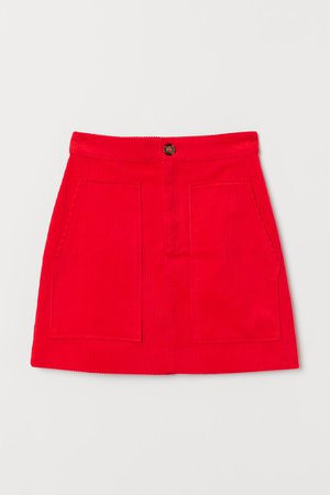 Corduroy Skirt - Bright red - Ladies | H&M US