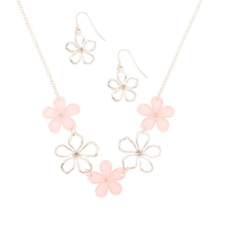 Silver Glimmer Floral Jewelry Set - Pink, 2 Pack | Claire's US