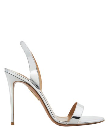 So Nude Silver Leather Slingback Sandals | INTERMIX®