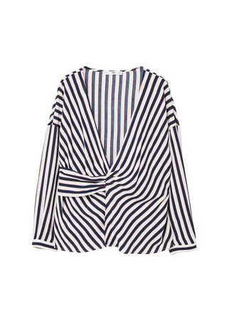 MANGO Striped wrap blouse