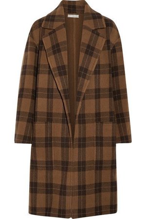 VINCE VINCE - CHECKED WOOL-BLEND COAT