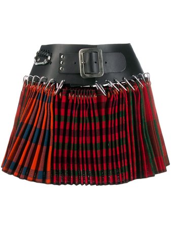 Red Chopova Lowena Belted Wool Mini Skirt | Farfetch.com