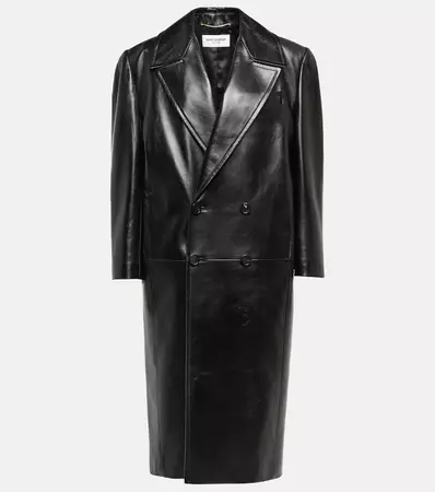 Leather Coat in Black - Saint Laurent | Mytheresa