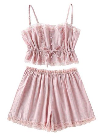 Women's Lace Cami and Shorts Pajamas Set Sleepwear Nightwear X-Large Pink at Amazon Women’s Clothing store: